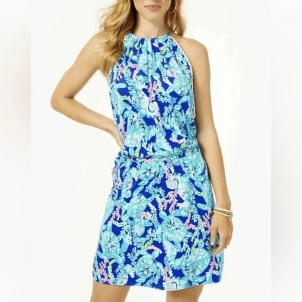 Lilly Pulitzer Gianni Corsica Blue Turtle Villa Skort Romper Size S